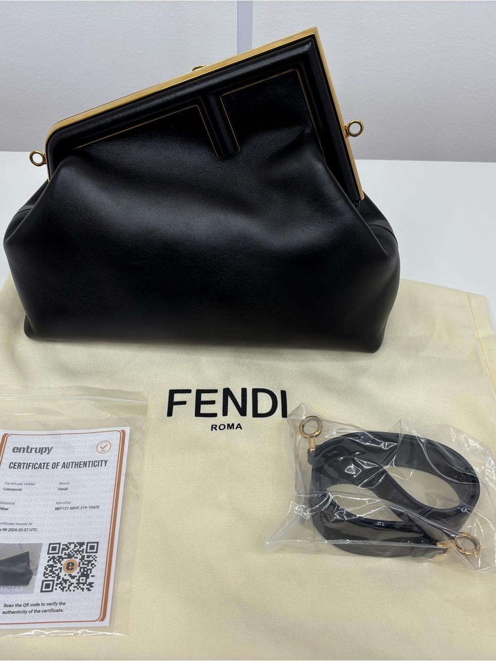 Fendi Zucca FF First Leather Shoulder Bag